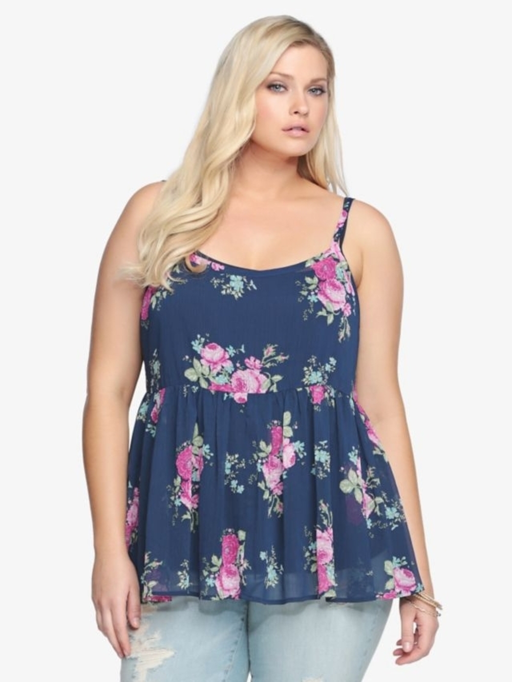 EUC Torrid  Sheer Peplum Babydoll Camisole Top- Size 1X